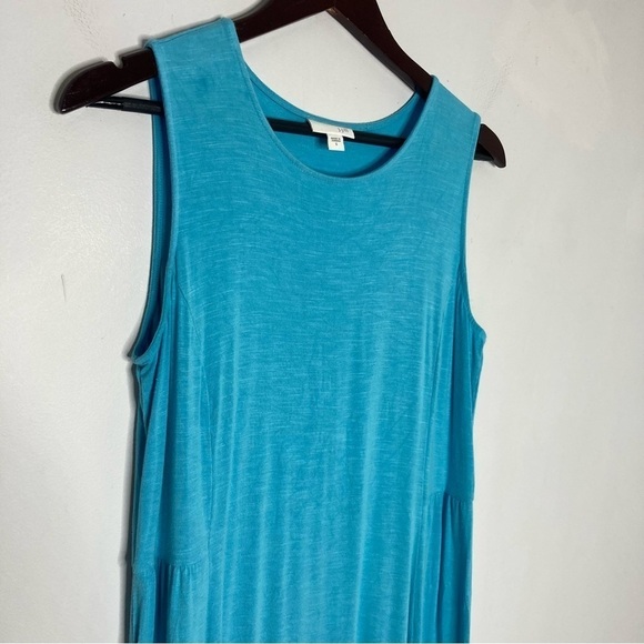 J. Jill Size Small Casual Blue Maxi Dress Sleeveless Flowy Beach Stretch - Picture 8 of 10